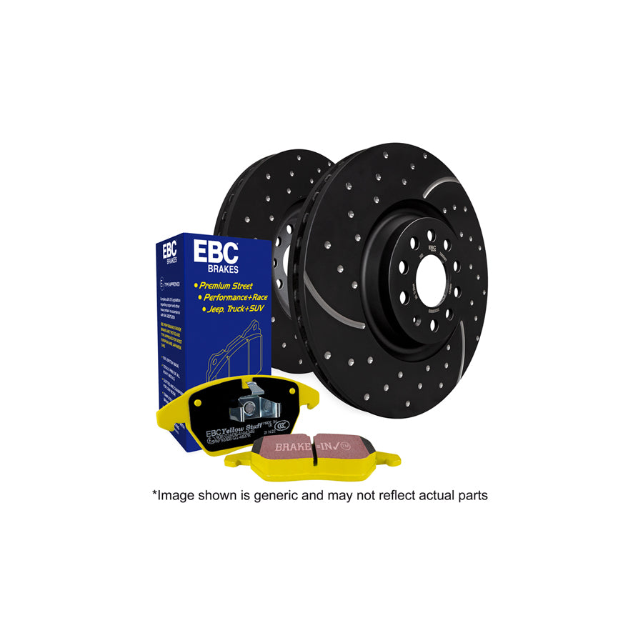 EBC PD13KF518 Nissan Skyline Yellowstuff Front Brake Pad & GD Disc Kit - Brembo Caliper 1 | ML Performance UK Car Parts