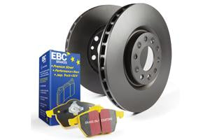 EBC Audi 8X Yellowstuff 4000 Series Rear Sport Brake Pads & Premium OE Replacement Plain Discs Kit - TRW Caliper (A1 & S1) | ML Performance UK