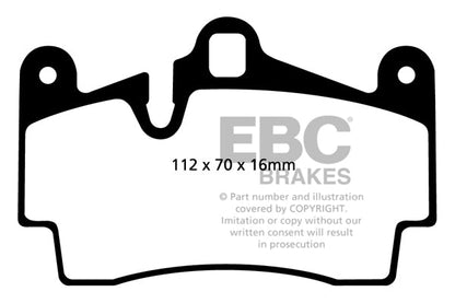EBC Audi Porsche Volkswagen Yellowstuff 4000 Series Rear Sport Brake Pads & USR Slotted Discs Kit - Brembo Caliper (Inc. 4L Q7, E1 Cayenne, E1 Cayenne GTS  & Touareg) | ML Performance UK