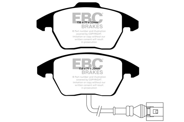 EBC Audi Seat Skoda Volkswagen Yellowstuff 4000 Series Front Sport Brake Pads & USR Slotted Discs Kit - ATE Caliper (Inc. 8X A1, 6P Ibiza, 5J Fabia & MK6 Polo) | ML Performance UK
