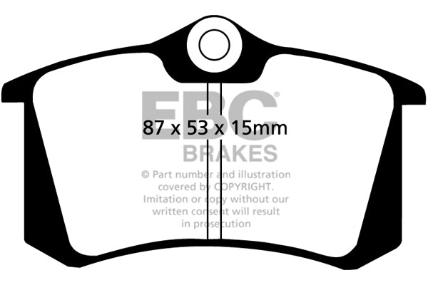 EBC Audi Seat Skoda Volkswagen Yellowstuff 4000 Series Rear Sport Brake Pads & USR Slotted Discs Kit - ATETRW Caliper (Inc. 8X A1, 6L Ibiza, 1U Octavia & MK4 Golf) | ML Performance UK