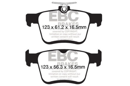 EBC Audi Seat Volkswagen Yellowstuff 4000 Series Rear Sport Brake Pads & Premium OE Replacement Plain Discs Kit - ATE Caliper (Inc. 8S TT, Touran, B8 Arteon & MK7 Golf GTI) | ML Performance UK