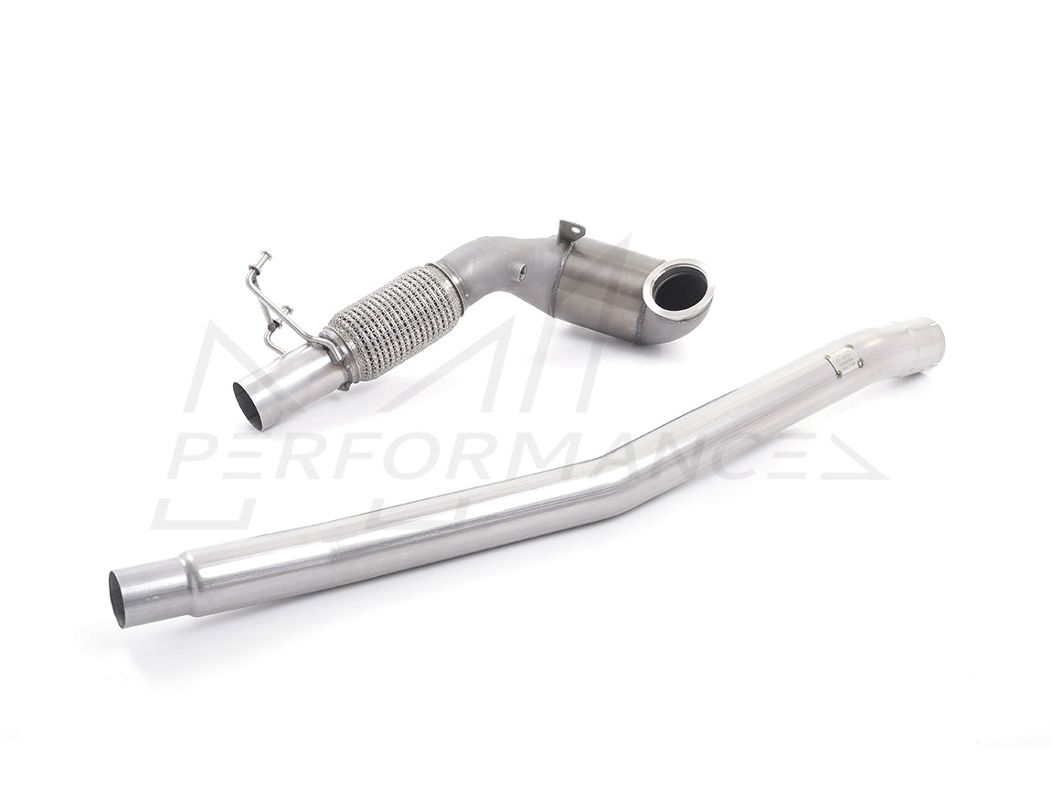 MillTek Volkswagen Stainless Steel Cast Downpipe with Race Cat - For OE Cat-Back (Inc. 8V S3 & MK7 Golf R) - Supercar Parts UK